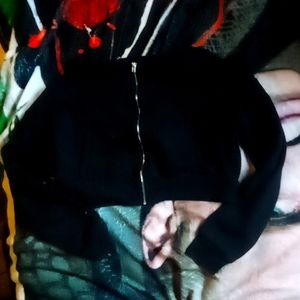 Black crop top hoodie